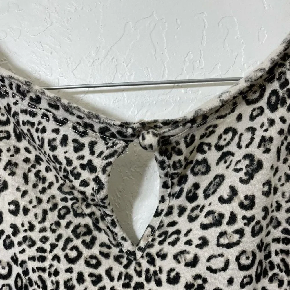Rebecca Taylor Cheetah Leopard Print Ruffle Cotton Tee  Shirt